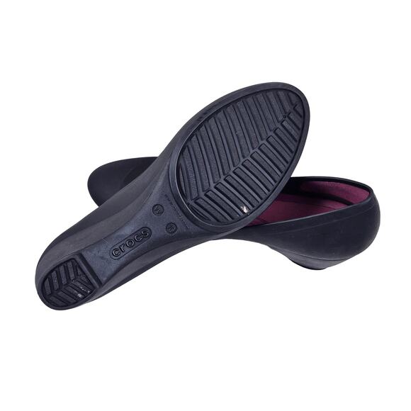 Crocs Lina Slip On Wedge Pump Women's Size 10 Black Dual Comfort Heel Work Shoes - Picture 7 of 7